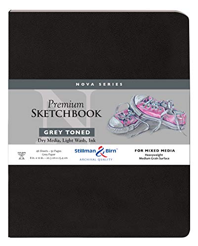 Stillman & Birn Nova Series Grey Softcover Sketchbook, 8" x 10", 150 GSM (Heavyweight), Grey Paper, Medium Grain Surface - size: 8" x 10" 150 gsm (Heavyweight)
