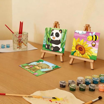 Anseal 12 Packs Pre Drawn Canvas to Paint, 4" X 4" Animal Pre-Printed Canvas Paint Party, Stretched Outline Painting Boards for Beginners, Party Favor - style: Animal