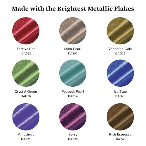 DecoArt Americana Dazzling Metallics Acrylic Paint Set – Bold Metallic Colors, 9 Bottles (2 fl oz) – Craft Metallic Paints for Canvas, Wood & DIY Projects - color: Multi - Bold Metallic