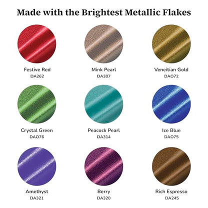 DecoArt Americana Dazzling Metallics Acrylic Paint Set – Bold Metallic Colors, 9 Bottles (2 fl oz) – Craft Metallic Paints for Canvas, Wood & DIY Projects - color: Multi - Bold Metallic