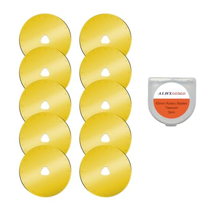 45mm Rotary Cutter Blades 10-Pack Replacement Blades Fits Fiskars, OLFA for Quilting Scrapbooking Sewing Arts & Crafts Sharp and Durable Cutter Blade - color: Titanium Plating (45mm 10pcs)