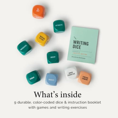 Two Tumbleweeds Writing Dice - Story Prompts to Beat Writer's Block | A highly giftable creative writing tool for Teens & Adults – Gift for Authors, Teachers & Storytellers – Set of 9 Dice - style: Writing Dice
