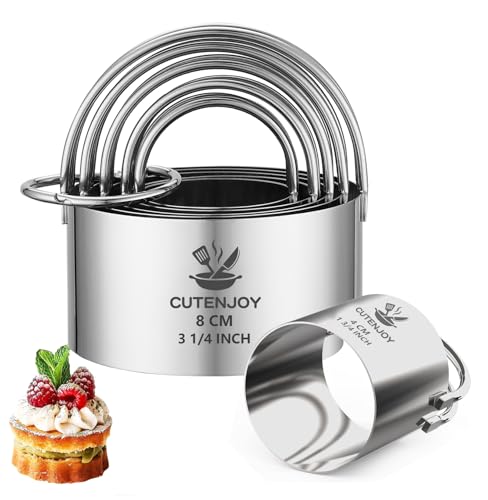 Cookie Cutters, 5 Pieces Round Biscuit Cutter Set with Handle | Dishwasher-Safe, Comfortable Grip, Professional Baking Dough Cutter Tools for Thick Dough, Biscuits & Fondant - size: 5 Sizes Round Cutters With Handle