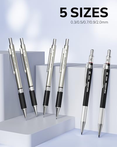 Four Candies 27PCS Metal Mechanical Pencil Set, Art Supplies with Case - style: 0.3mm+0.5mm+0.7mm+0.9mm+2.0mm