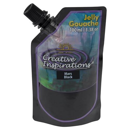 Creative Inspirations Jelly Gouache - Mars Black 100 mL - Unique & Vibrant Jelly Gouache Paint for Artists, Beginners, Painting Parties and More - color: Mars Black, size: 100 mL