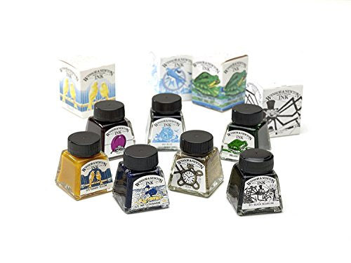 Winsor & Newton Drawing Ink, 30ml Bottle, Silver | Fast-drying, transparent & water-resistant; Outstanding Color Brilliance; Perfect for brush, dip pen, airbrush applications. - color: Silver, style: 30ml Bottle