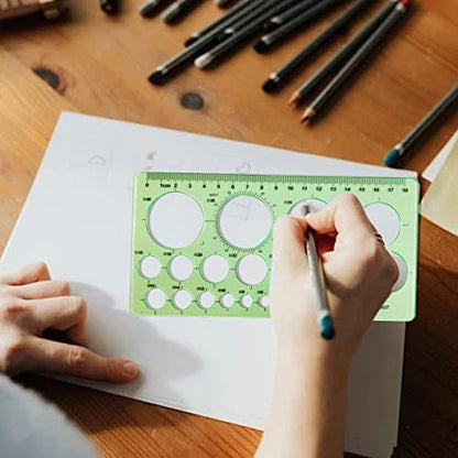 Circle Templates Geometric Drawings Drafting Stencils Measuring Tools Artist Design Drawing Aid Tool Geometry Ruler, 2 Pack