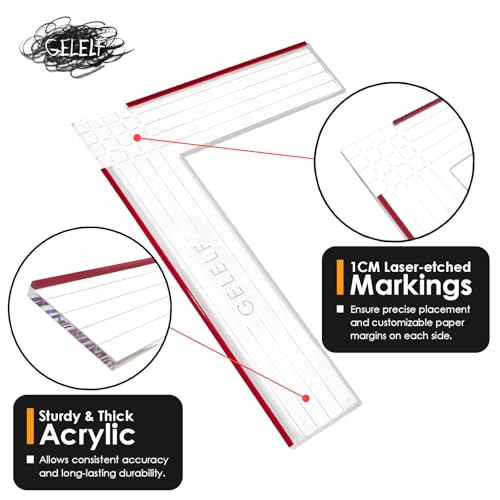 Paper Positioning Tool - Gel Plate Printing Placement Tool Paper Alignment Layering for Gel Printing Printmaking Card Making Supplies, L Square Ruler (Red, Large: 19 x 25 cm(7.5 x 10 in)) - size: Large: 7.5 x 10 in