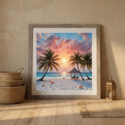 5D Beach Sunset Diamond Art kits for Adults Beginners 13.8x13.8inch - color: KM1195-1