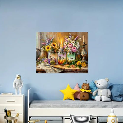 Faith Hope Love Wishing Bottle Paint by Numbers Kit for Adults 16x20 inch - color: MT22256-US