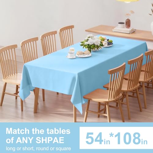Light Blue Tablecloth - 3 Pack 54" × 108" Rectangle Disposable Light Blue Plastic Table Cloth, Waterproof Table Cover for Party, Holiday & Gathering Use - color: Light Blue