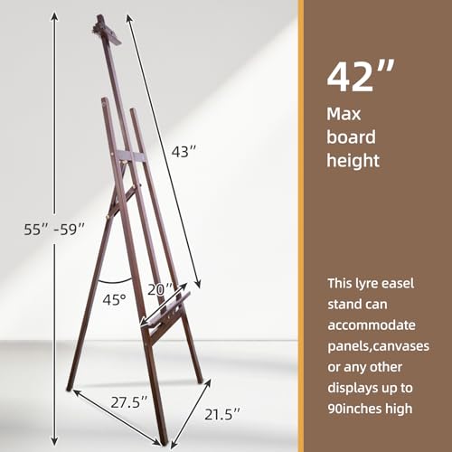 Adjustable Wooden Easel Stand for Painting&Display, Brown | Folding Art Easel for Display, Drawing, Wedding Sign and Poster, Suitable for Kids and Adults, Holds Up to 42" - style: Brown -1 Pack