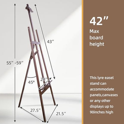 Falling in Art Adjustable Wooden Easel Stand for Painting&Display, Brown | Folding Art Easel for Display, Drawing, Wedding Sign and Poster, Suitable for Kids and Adults, Holds Up to 42" - style: Brown -1 Pack