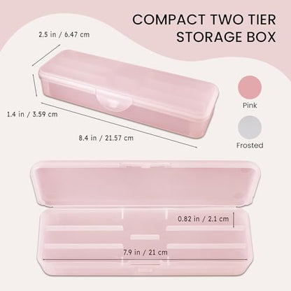 Beauticom Double-Layer Personal Storage Storage Case for Professional Nail Art Pens, Nail Brush, Tools (Pink) - color: Pink