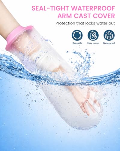 Kids Waterproof Cast Cover for Shower Arm, Soft Pink, Arm-M - color: Soft Pink, size: Arm-M (20.5" Length)