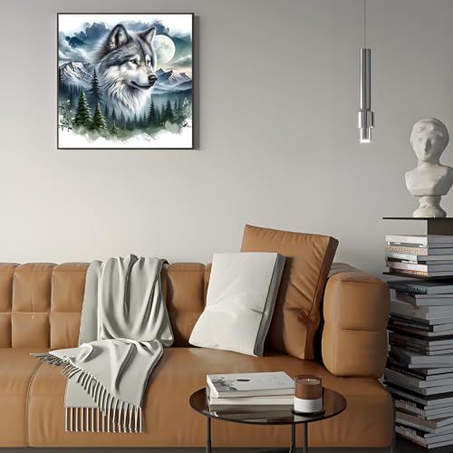 Shouruihua Wolf Diamond Painting Kits for Adults, Wolf Diamond Art Kits | Animal Gem Art, Diamond Dotz Kits, Diamond Dots, Wall Art, Adult Crafts, Full Round Drill Diamond Painting Kits, 11.8x11.8 in - color: Wolf