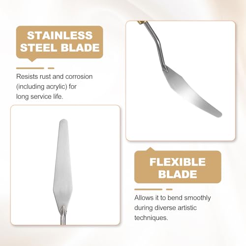 HARFINGTON Palette Knife Painting Tool 2.76" x 0.59" Stainless Steel Teardrop Blade 8.66" Length Spatula Painting Pallet Knives with Hole Beech Wood Handle for Oil Acrylic Canvas, Red/Silver - size: 8.66" x 0.59" x 2.76"