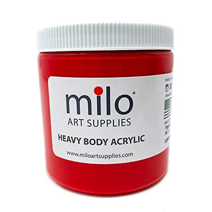 milo Heavy Body Acrylic Paint Set, 8 Primary Colors, 8 oz Jars, Semi-Gloss | Safe, Non-Toxic, Made in the USA, Arts & Crafts Paints for Artists, Student & Hobby Painters, Paint Pack, Classroom, Bulk - style: Heavy Body Set 8 x 8 oz