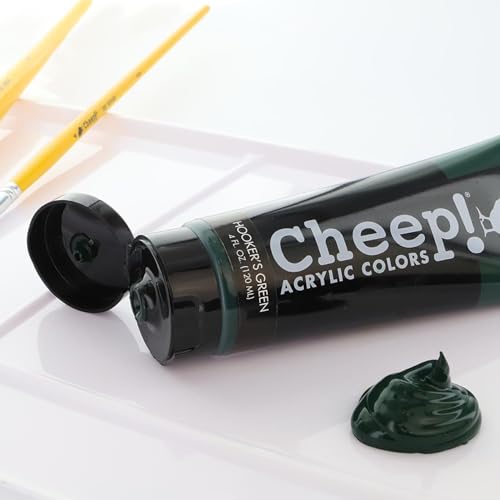 Cheep! Acrylic Paints, 4 oz. Tube - Hookers Green, Perfect for Artists - Quality Acrylic Paint Heavy Body Paint Artist and Student - color: Hookers Green