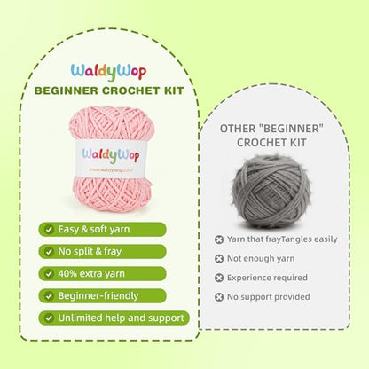 WaldyWop Crochet Kit for Beginners: 4 Flower Bracelets Starter Kit w/Videos - color: Flowers Bracelets