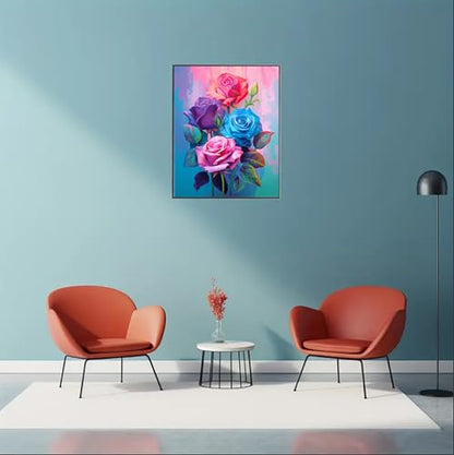MaiMMaledy Paint by Numbers Kit for Adults Beginners Canvas Pictures with Framed Drawing Painting Acrylic Pigment with Wooden Triangle Easel Rose 8Wx12L inch - color: Rose, size: Rose 12x8inch