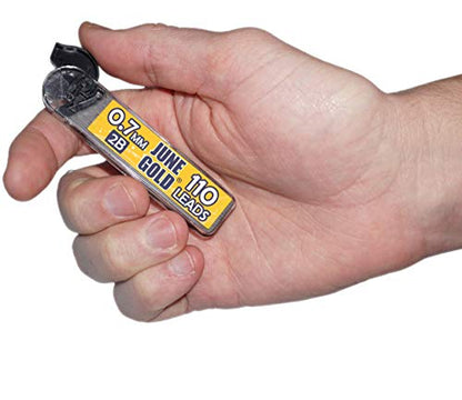 June Gold 0.7 mm, 440 Lead Refills, 2B, 4 Dispensers/w 110 Pieces Each | Medium Thickness, Break Resistant Graphite, Elegant Dispensing Mechanism - color: 2b Graphite, style: 0.7 mm