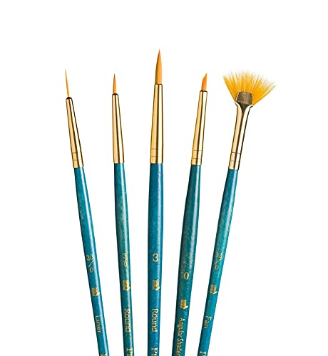 Princeton Real Value, Series 9100, Paint Brush Sets for Acrylic, Oil & Watercolor Painting, Syn-Gold Taklon - color: Blue, size: Set of 5