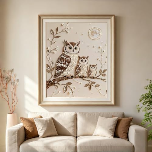 Owls Pearl Diamond Painting Kits for Adults,3D Special Shape Diamond Art - color: PL11-1