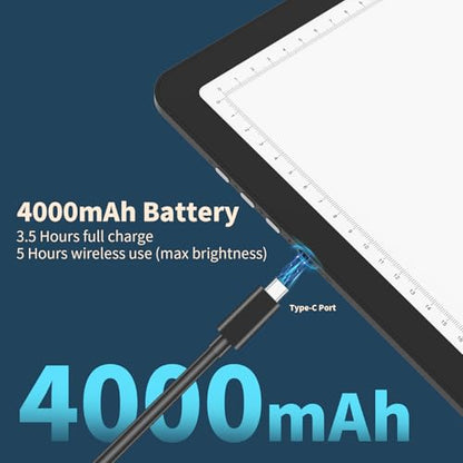 YINGWOND Rechargeable A4 Light Box for Tracing,Ultra-Thin 9000LUX Super Bright Wireless Light Pad with Adjustable Brightness Color,13.9x10 in Light Board for Diamond Painting Drawing Sketching - style: Rechargeable A4 Black