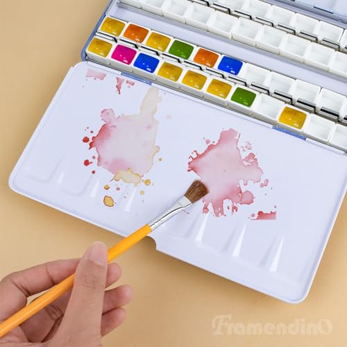 Framendino, Galaxy Metal Watercolor Palette with Fold Out Large Tray with 52 Empty Half Pans for Paint - color: Galaxy