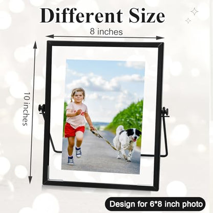 Hoteam 12 Pack Black Floating Photo Frame, 6 x 8 Inches Double Glass Desktop Picture Frames with Metal Stand for Pictures Photos Pressed Flowers Desk Tabletop Display - color: Black, size: 6 x 8 inches