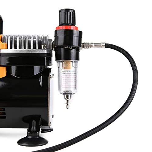 MEEDEN Airbrush Compressor Kit - 1/5 HP Quiet Air Compressor for Model Painting with 6 Feet Hose - color: Single - Yellow