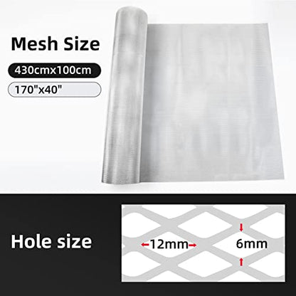 AggAuto Universal 170"x40" Car Grill Mesh 6x12mm Rhombic Hole Silver | Aluminum Alloy Automotive Grille Insert Bumper, One of the Most Multifunctional Shape Grids - size: 6x12mm Rhombus - Silver - 170x40in 1 roll
