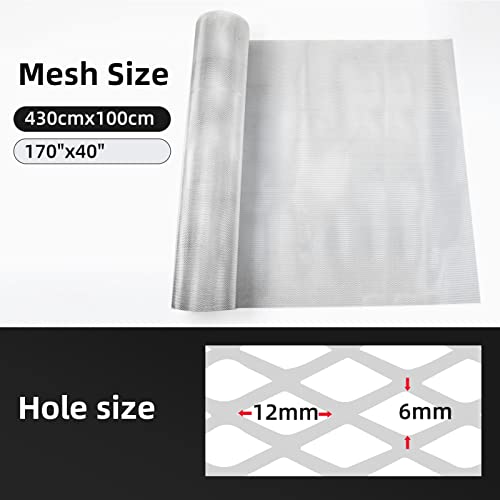 AggAuto Universal 170"x40" Car Grill Mesh 6x12mm Rhombic Hole Silver | Aluminum Alloy Automotive Grille Insert Bumper, One of the Most Multifunctional Shape Grids - size: 6x12mm Rhombus - Silver - 170x40in 1 roll