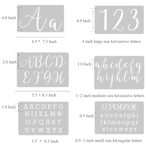 45Pcs Reusable Cursive Letter and Number Stencils for Painting - style: Cursive Letter