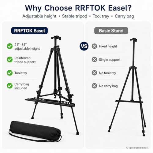 RRFTOK 21-61 Inch Adjustable Art Easel Stand for Painting with Tray - style: 61B 1-Pack