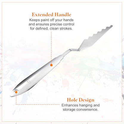 HARFINGTON 2pcs Palette Knife Painting Tool 8.66" Stainless Steel Silver