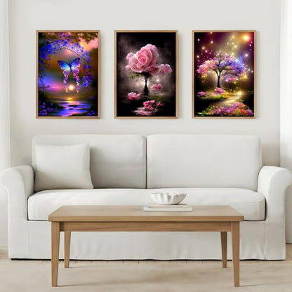 6 Pack Butterfly Flower Diamond Art Kits for Adults, 5D Diamond Art Sets - color: KM693+694+695+696+697+698-1
