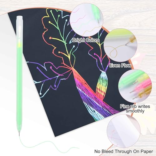 MECCANIXITY 9 Pcs Metallic Vibrant Sparkle Gel Pens, Drawing Pens with Fine Point 1mm for Adult Drawing Doodling Journaling Art Supplies and DIY Crafts, Green - color: Green
