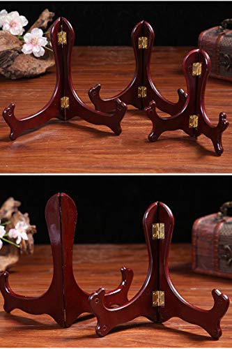 Wooden Easel Mahogany Finish Display Stand Plate Holder Picture Frame Folding Display Stand (5 inches) - size: 5 inches
