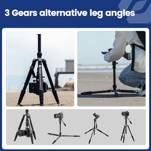 Fotopro 62" Carbon Fiber Travel Tripod, Lightweight Compact Video Tripods with Fluid Head, Detachable Monopod with Arca-Swiss Quick Release Plate and Bag, Camera Tripod Load up to 8KG/17.63lbs, Green - color: Green, size: 62" Video (Carbon Fiber)