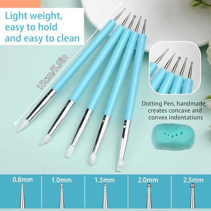 Silicone Sculpting Tools, Pottery Tools, Clay Tools, Clay Sculpting Tools | Clay Tools Sculpting with 15 PCS Modeling Dotting Tool, Embossing Tool for Modeling, Nail, Painting - color: Color A