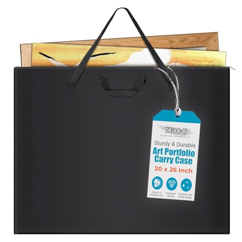 ZKOO Art Portfolio Bag (Black, 20" * 26") + Art Craft Storage Bag, Purple
