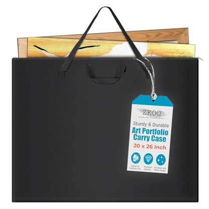 ZKOO Art Portfolio Bag (Black, 20" * 26") + Art Craft Storage Bag, Blue