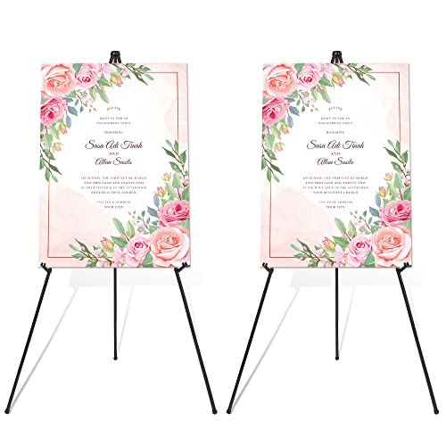 Easel Stand for Wedding Sign & Poster 63'' Easels for Display Portable Art Easel for Floor Adjustable Metal Easel Black 2 Pack - style: Black 2 Pack