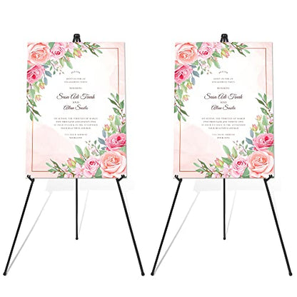 Easel Stand for Wedding Sign & Poster 63'' Easels for Display Portable Art Easel for Floor Adjustable Metal Easel Black 2 Pack - style: Black 2 Pack