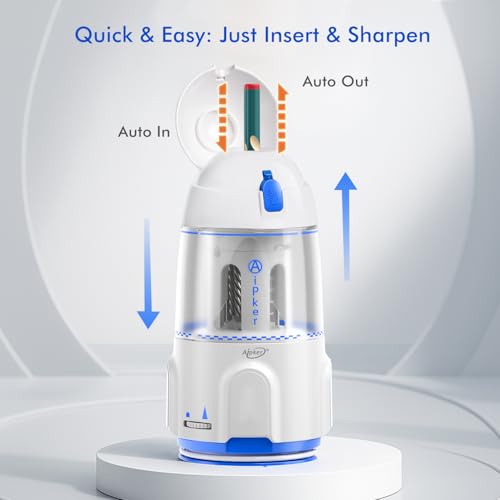 Electric Pencil Sharpener, Rechargeable Auto in & Out Pencil Sharpener for Colored & Jumbo Pencils (7-12mm), Fast Sharpening Classroom & Kids Desk Sharpener for Teachers Students