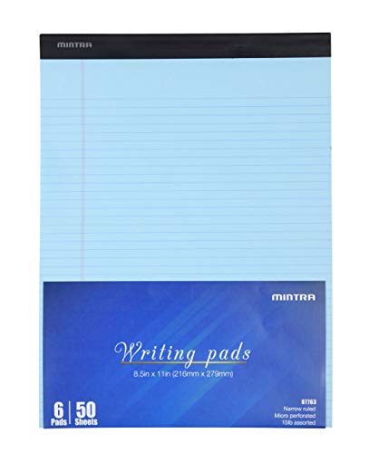 Mintra Office Colorful Legal Pads - Includes 2 Blue, 2 Pink, and, 2 Green Writing Pads, Micro Perforated Lined Sheets, Ideal for Professional & Personal Use, 8.5"x11" Narrow Ruled, 6 pack Pastel Set 2 - color: Pastel v2, size: Narrow