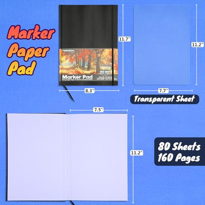Halobios Square Sketchbook for Drawing, 120 lb/200 GSM A4 Mixed Media Sketchbook, 80 Sheets/160 Pages Portable Marker Drawing Paper Sketch Book for Alcohol Markers, Artists, Beginners（8.3”x11.7”） - size: 8.3"*11.7"