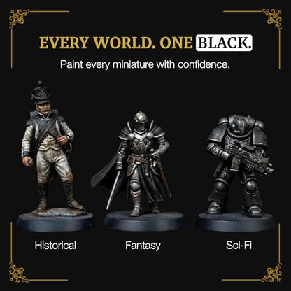 Ludus Bellum Miniature Paint Black Color 18ml Dropper Bottle, Professional Acrylic Paint for Miniatures & Models, Provides Quality Acrylic Tones and Shades for Warhammer 40K D&D Figures - color: Black